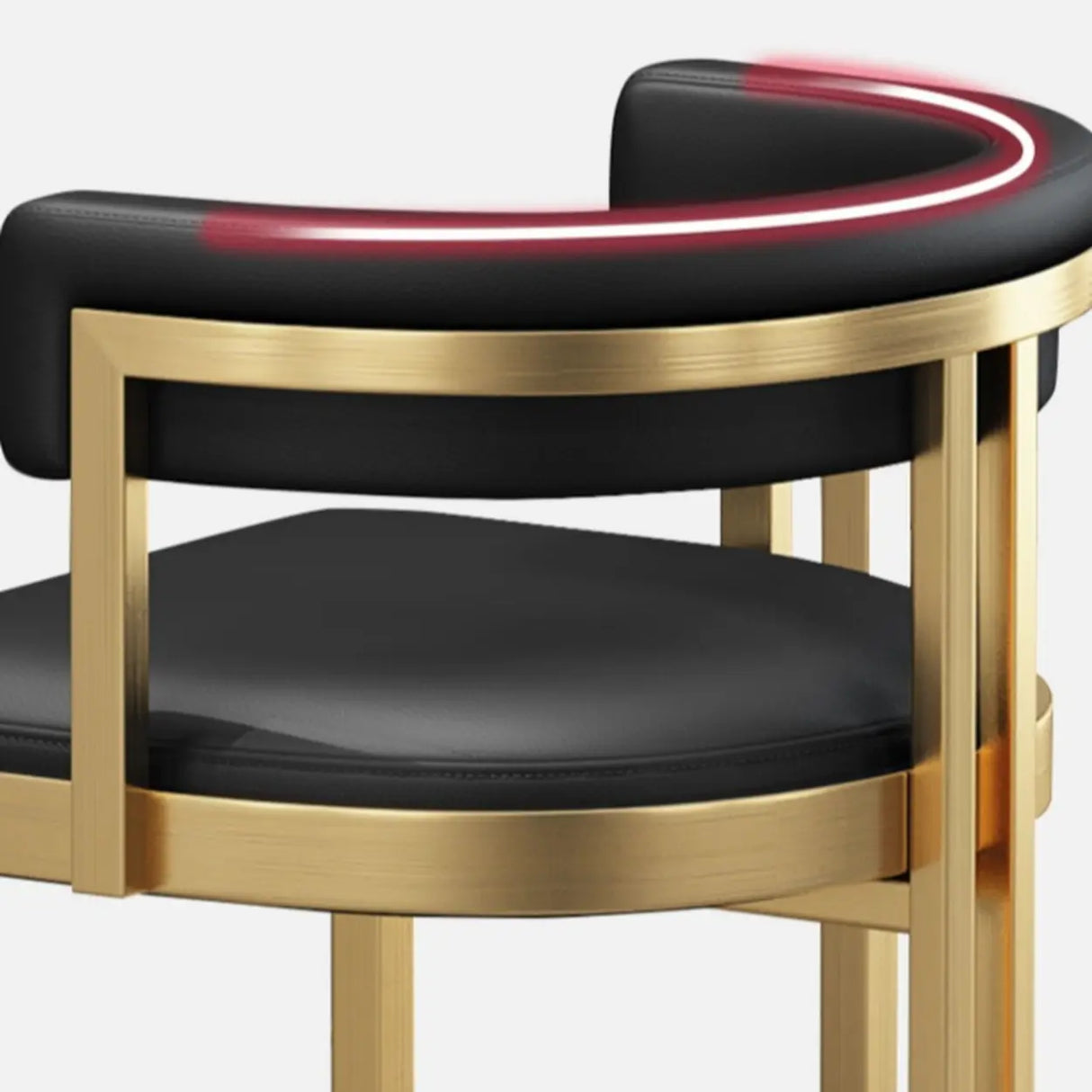 Lavish Midnight Black/White Tanned Hide Barrel Bar Stools with Backrest and Foot Pedestal Image - 11
