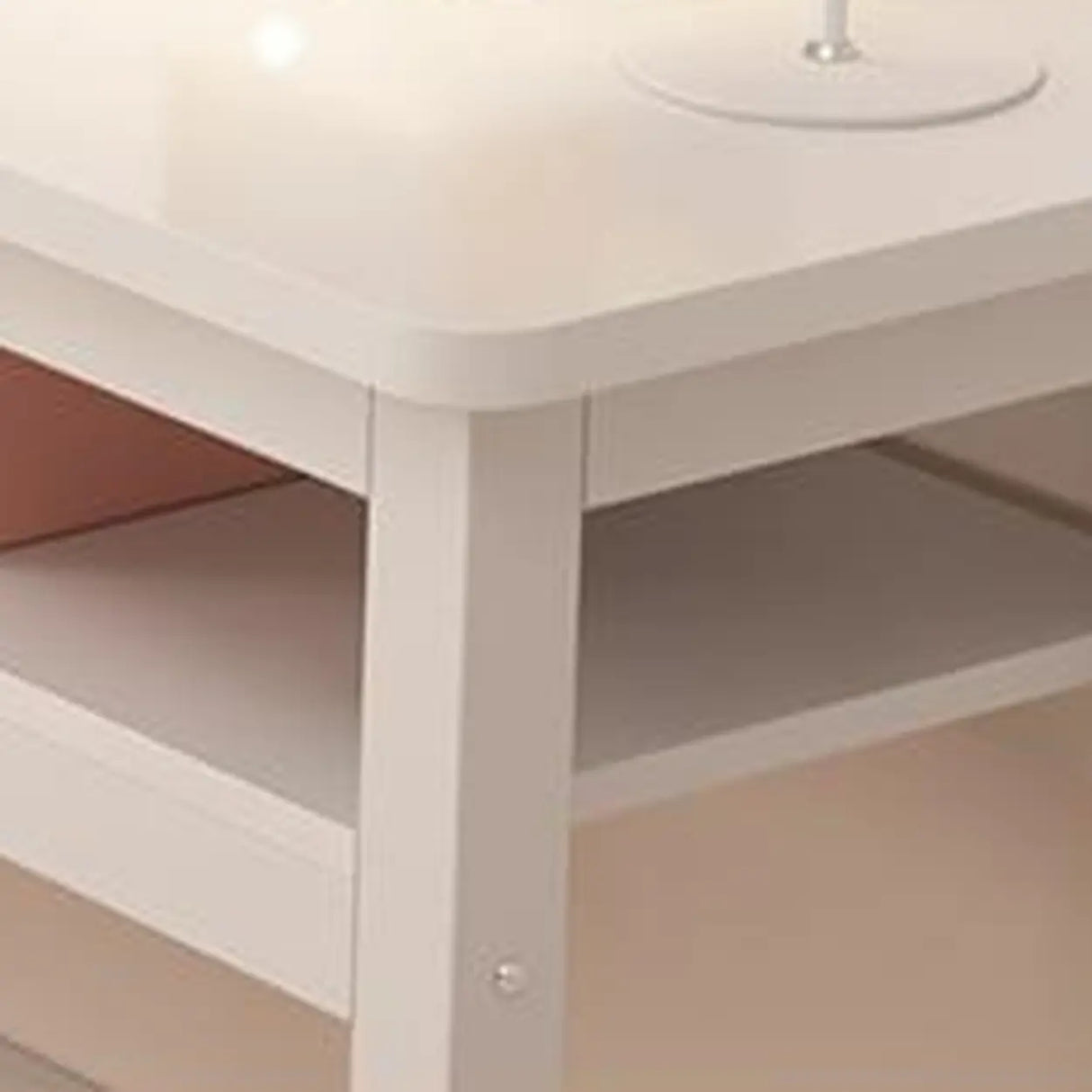 White Timber Rectangular Writing Desk with Storage Image - 3