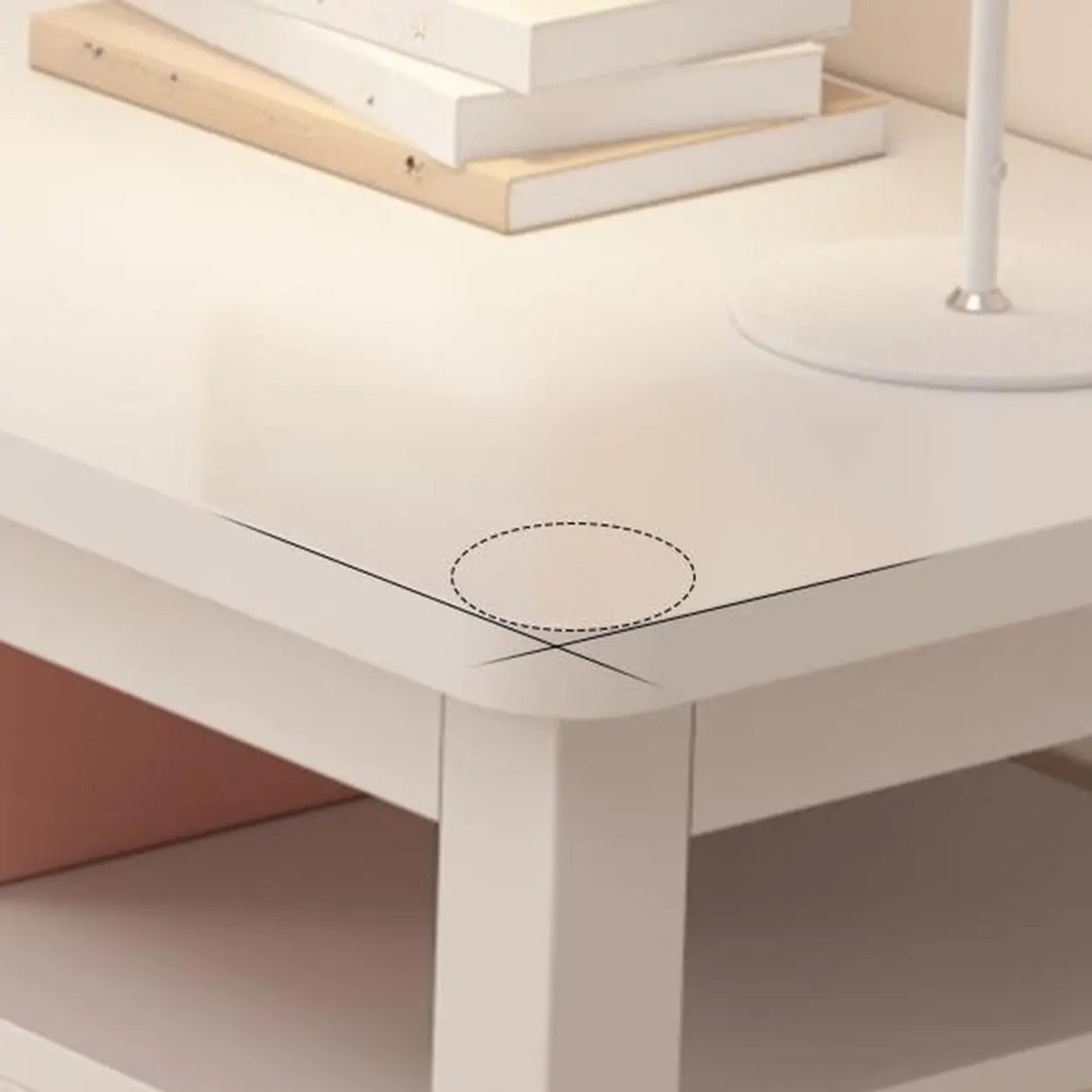 White Timber Rectangular Writing Desk with Storage Image - 4