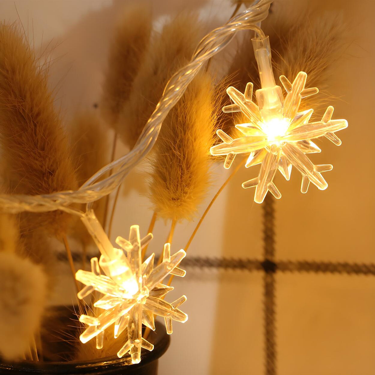 White Trendy Snowflake LED Christmas String Lights Image - 11
