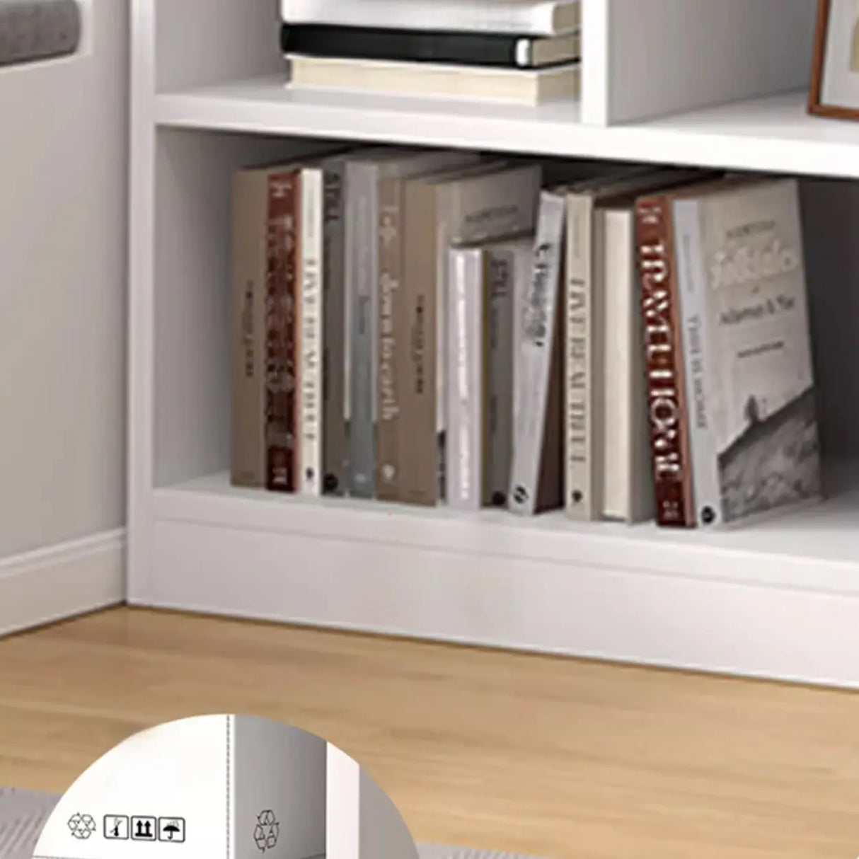 White Trendy Vertical Wooden Storage Tall Bookcases Image - 18