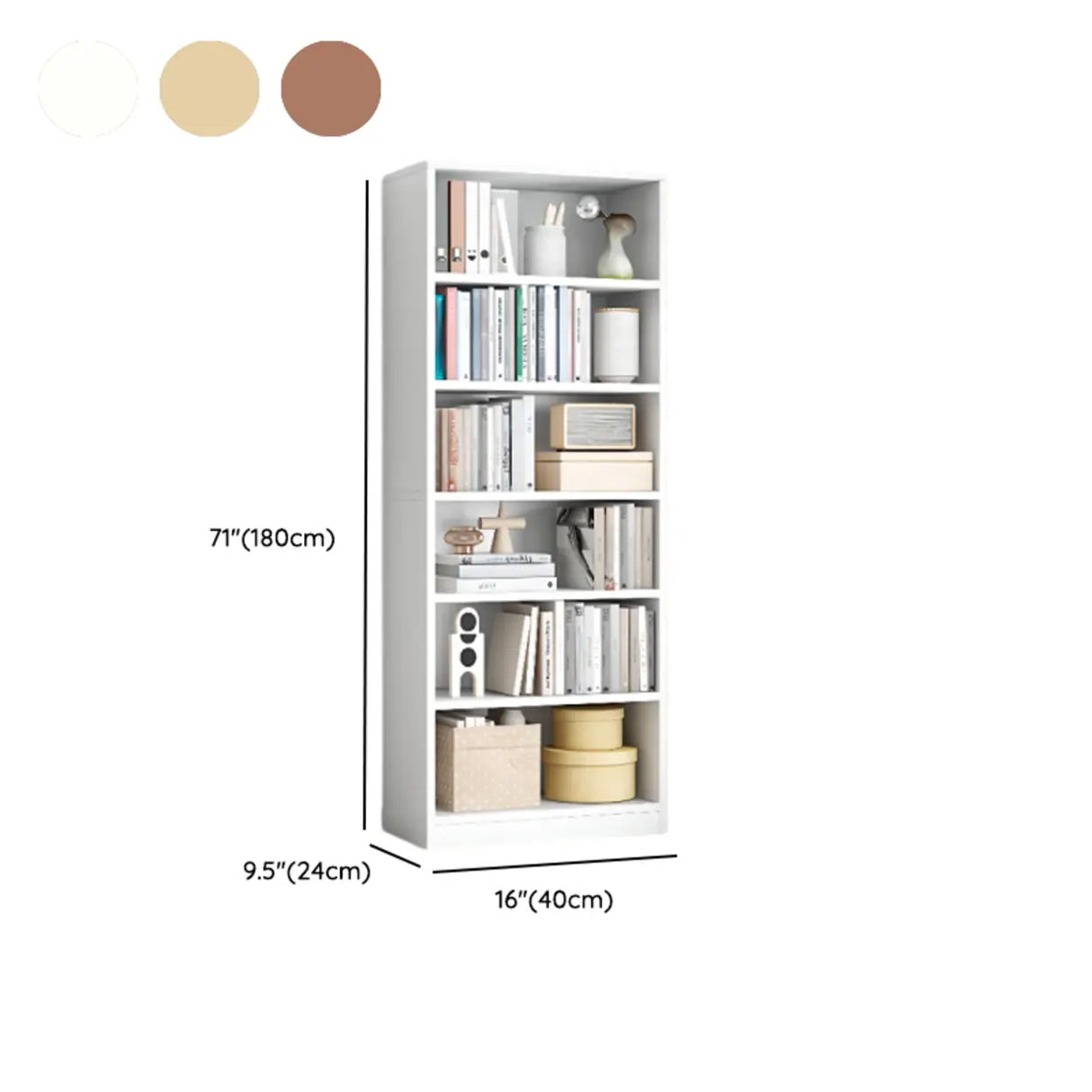 White Trendy Vertical Wooden Storage Tall Bookcases Image - 24