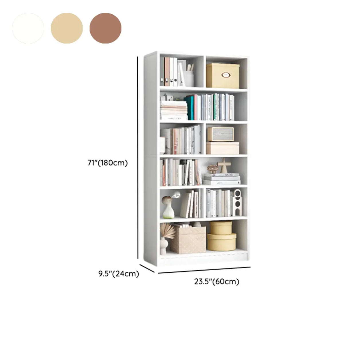 White Trendy Vertical Wooden Storage Tall Bookcases Image - 25