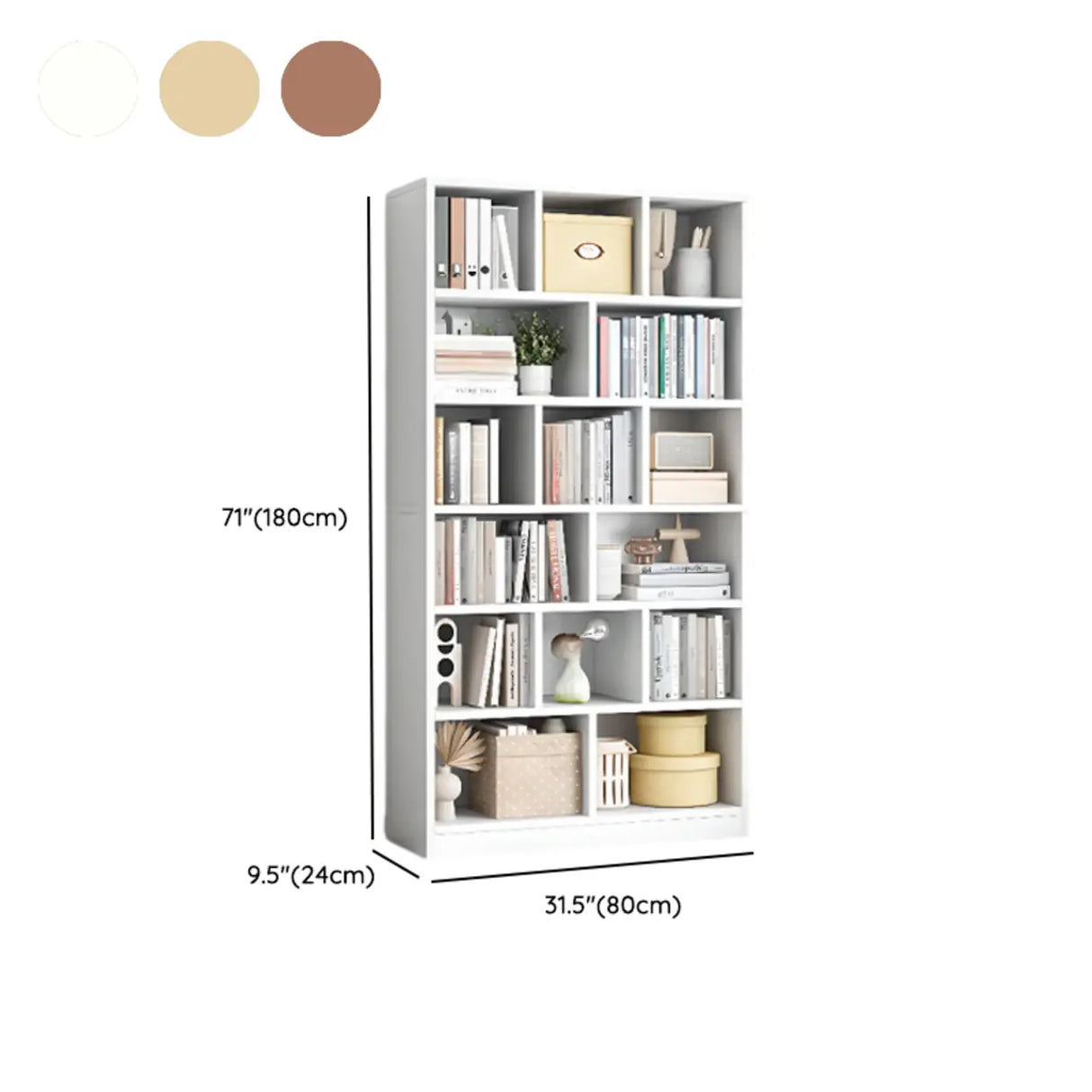 White Trendy Vertical Wooden Storage Tall Bookcases Image - 26