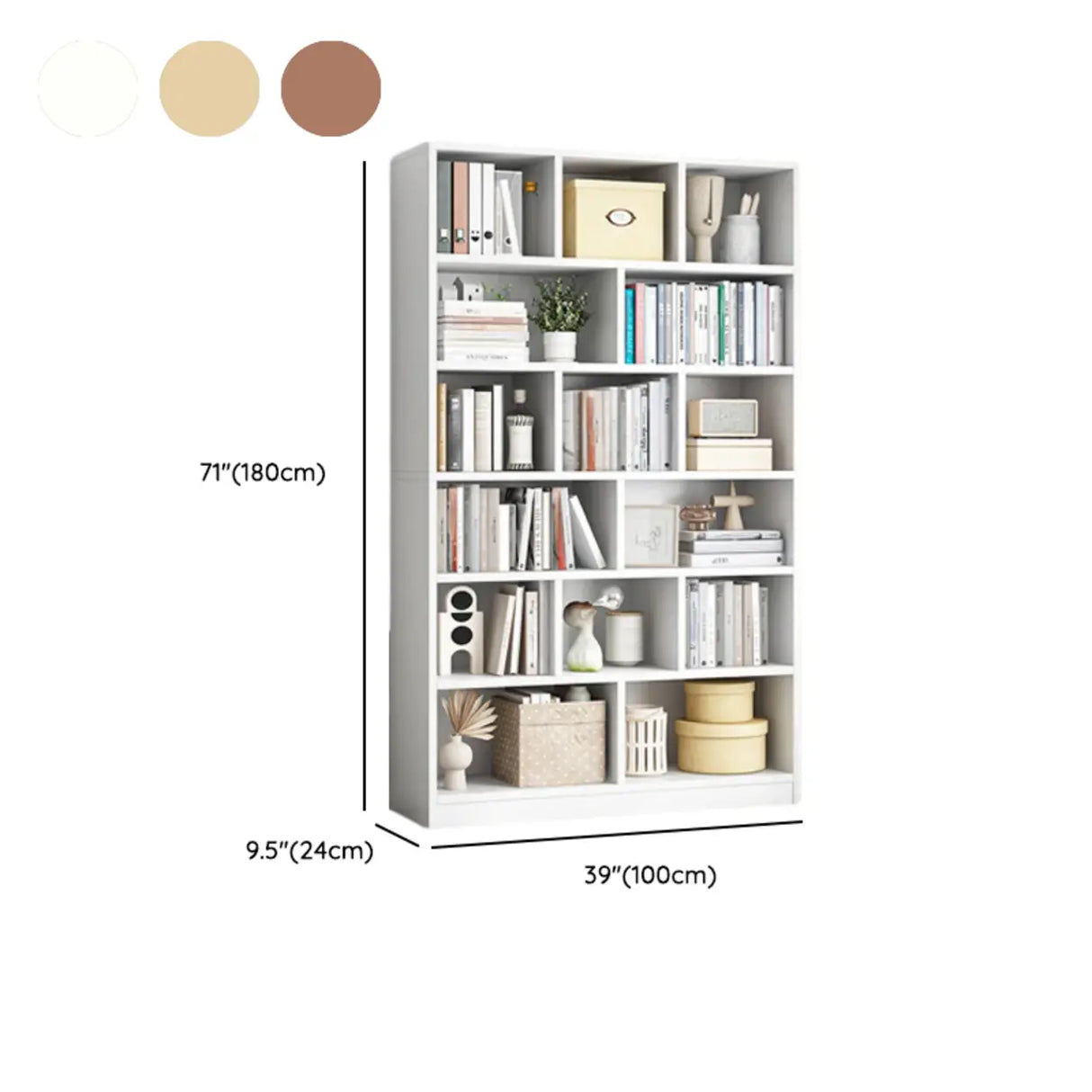 White Trendy Vertical Wooden Storage Tall Bookcases Image - 27