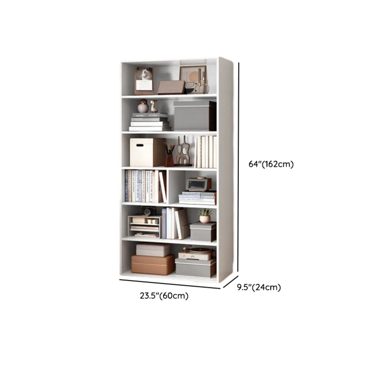 White Trendy Vertical Wooden Storage Tall Bookcases Image - 28