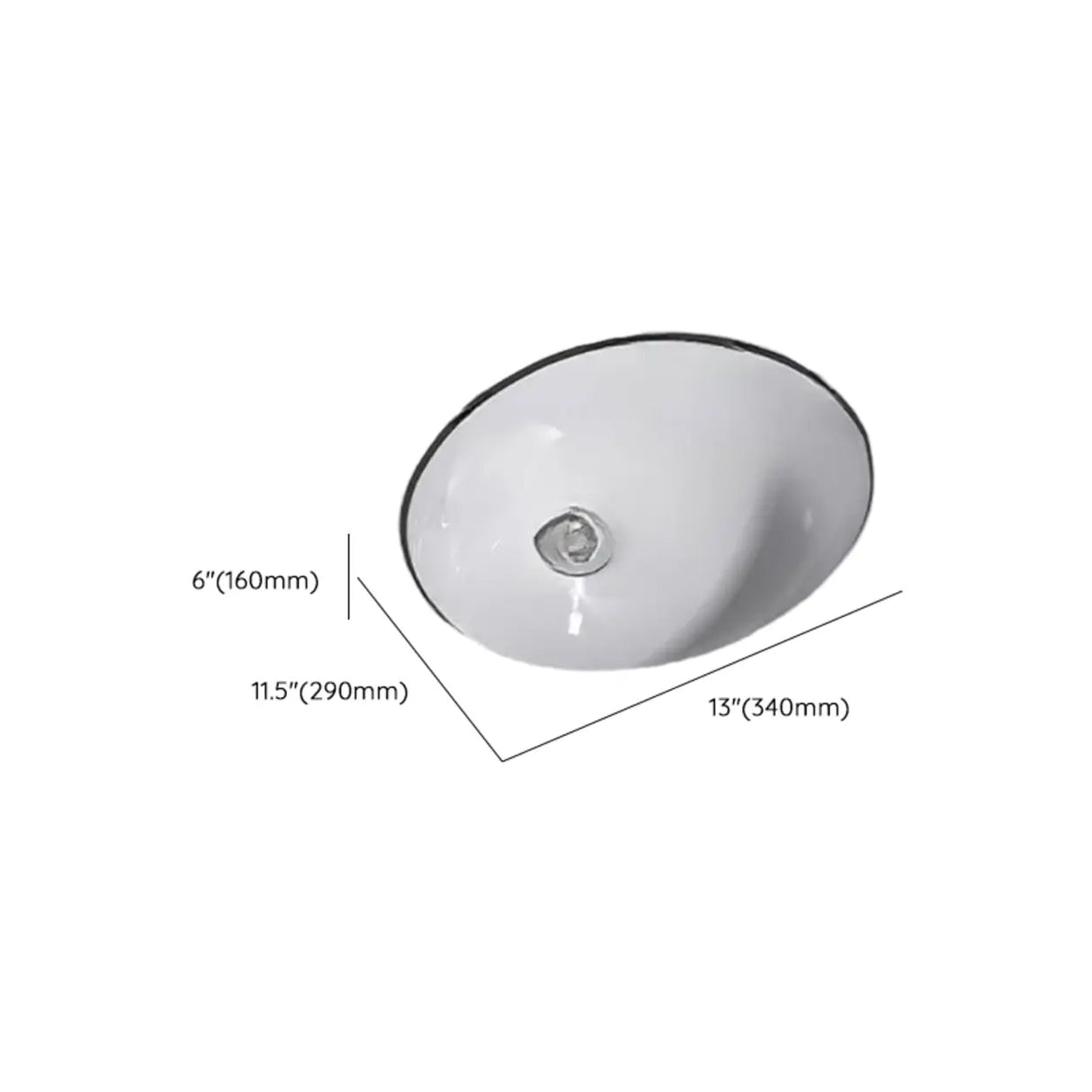 White Undermount Oval Ceramic Center Trapway Sink Image - 25