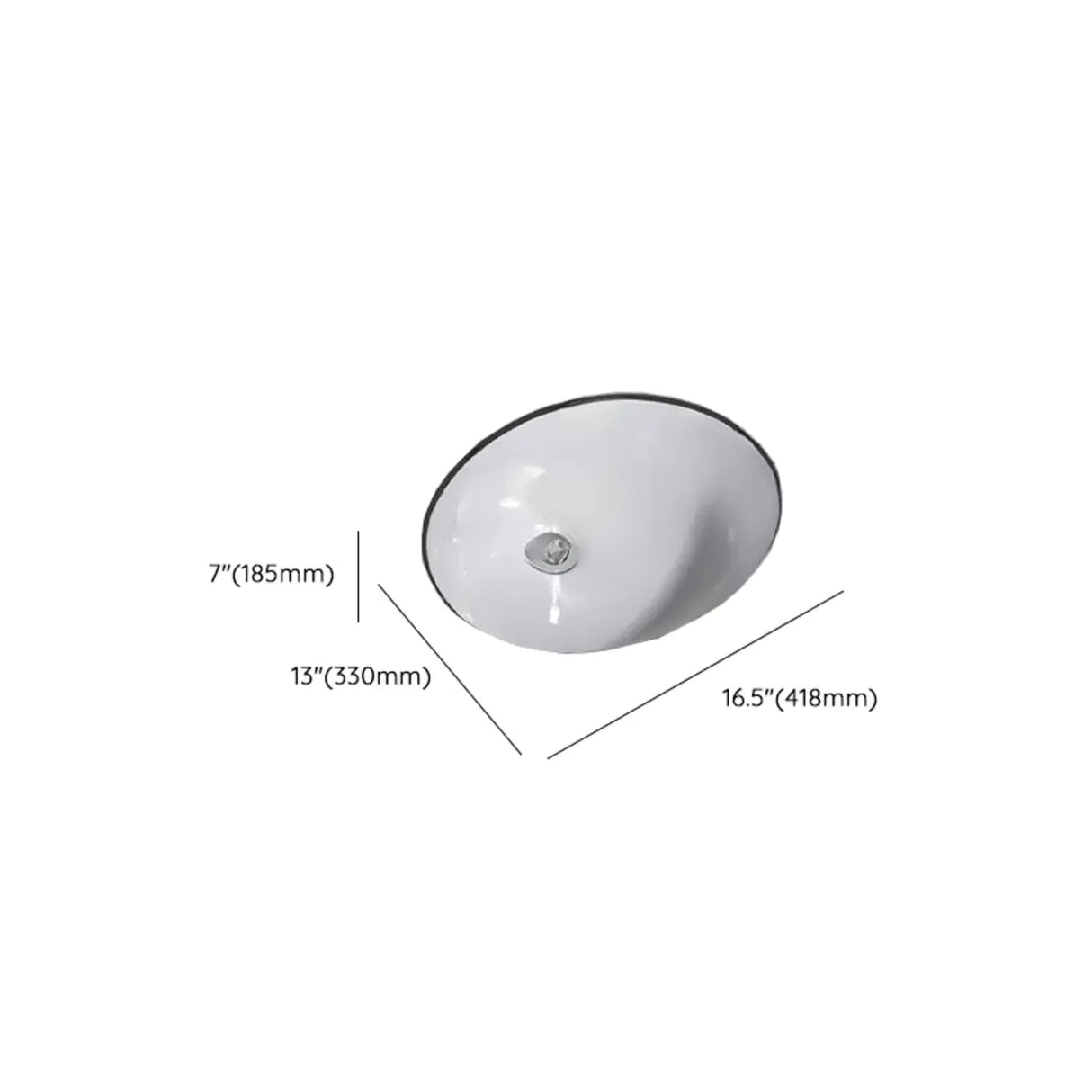 White Undermount Oval Ceramic Center Trapway Sink Image - 26