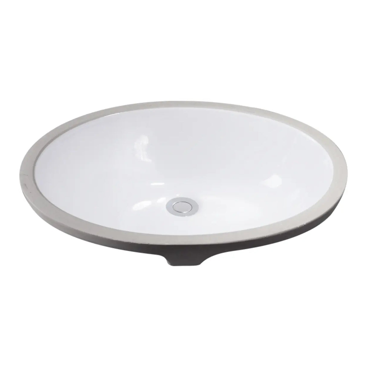 White Undermount Oval Ceramic Center Trapway Sink Image - 3