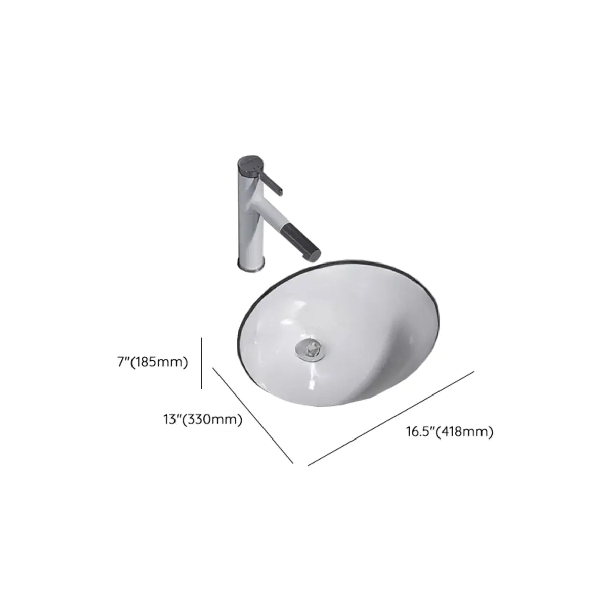 White Undermount Oval Ceramic Center Trapway Sink Image - 37