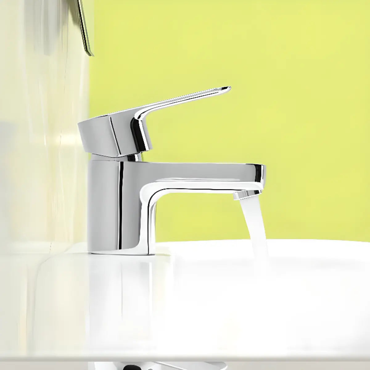 White Undermount Oval Ceramic Sink with Supply Lines Image - 4