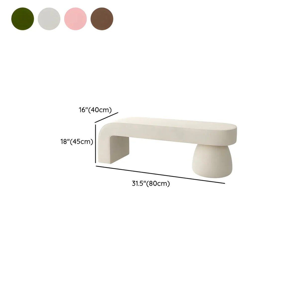 White Upholstered Short Height Bedroom Bench with Legs
