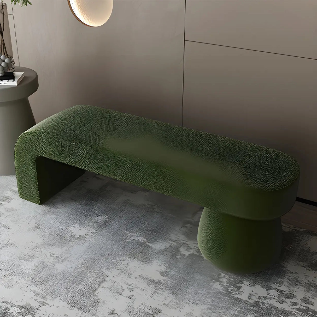 White Upholstered Short Height Bedroom Bench with Legs Image - 3