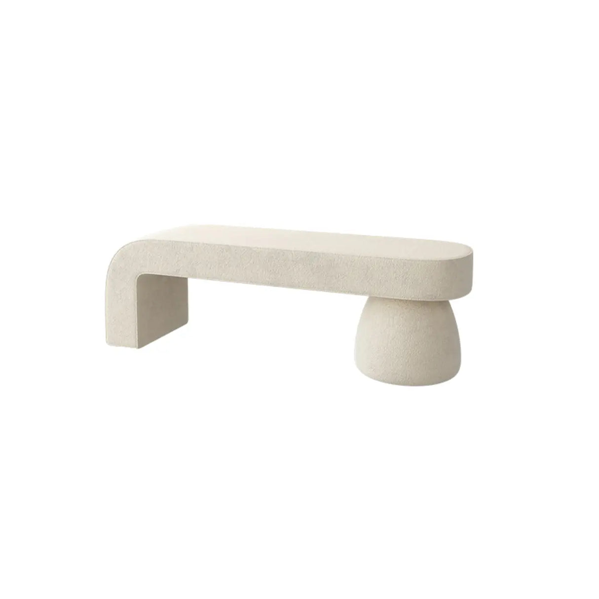 White Upholstered Short Height Bedroom Bench with Legs Image - 8