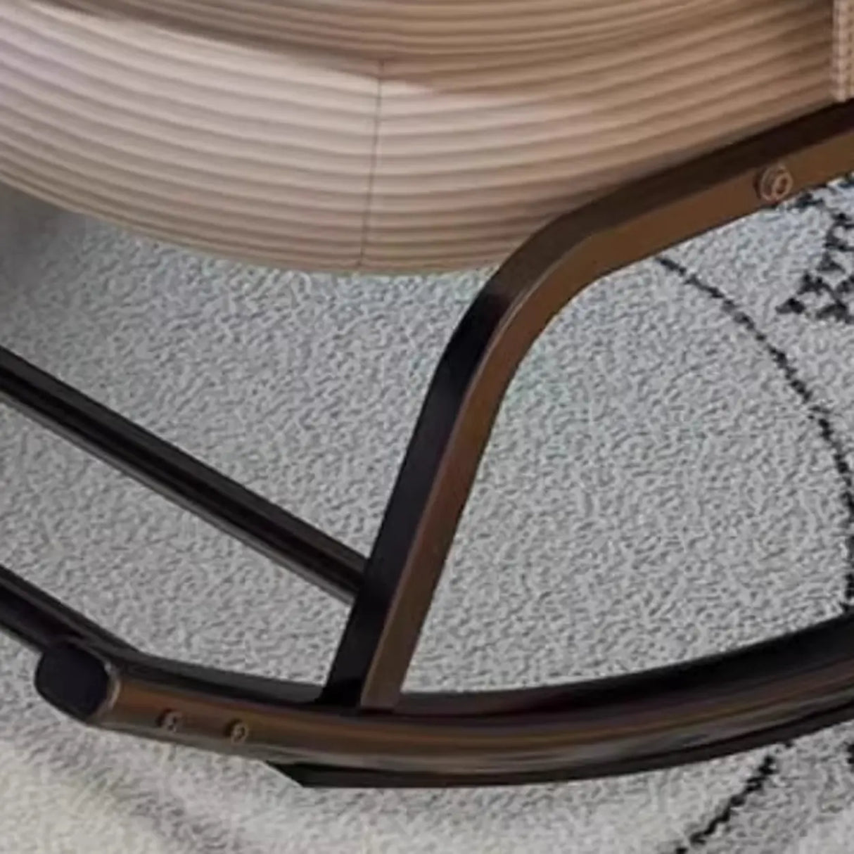 White Upholstered Track Arms Metal Leg Rocking Chair Image - 11