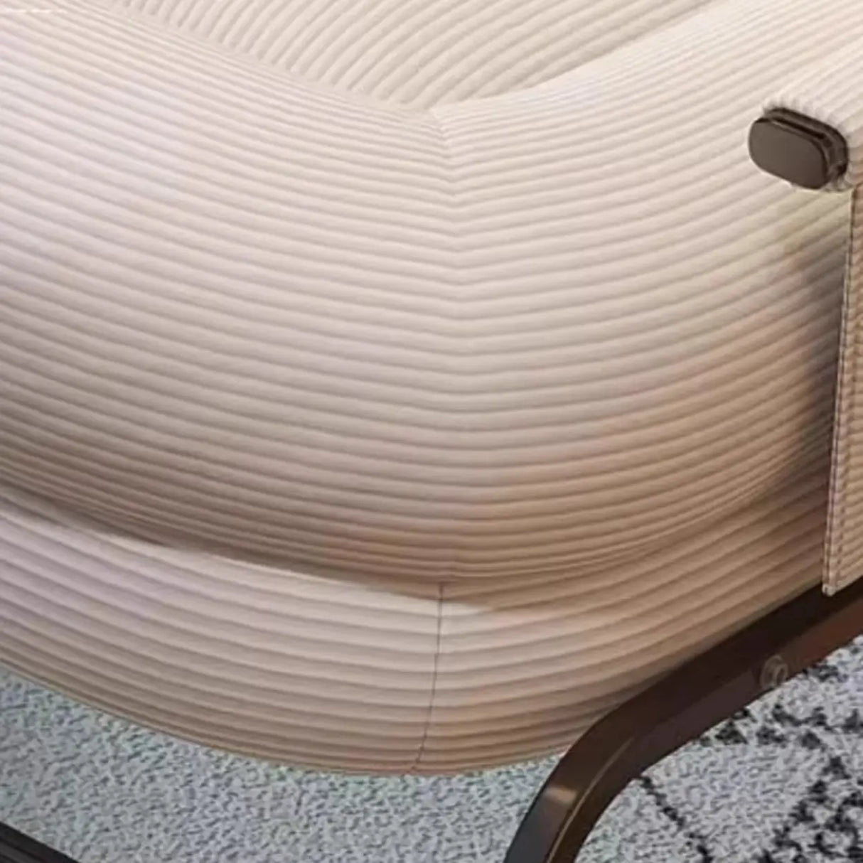 White Upholstered Track Arms Metal Leg Rocking Chair Image - 9