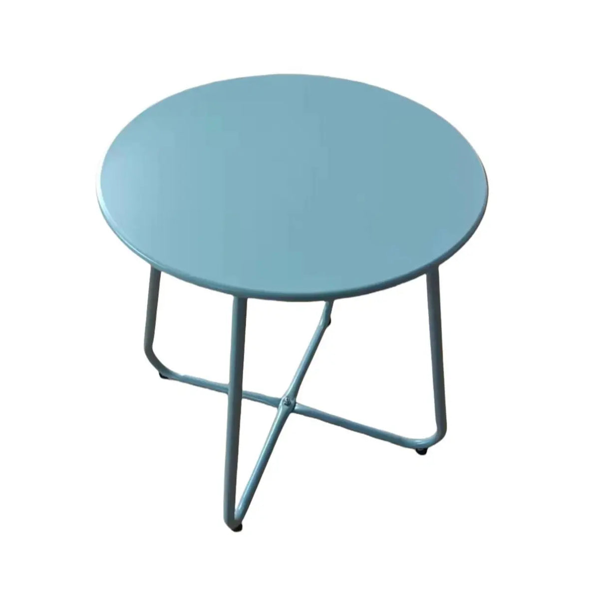 White UV Resistant Metal Frame Round Coffee Table Image - 10