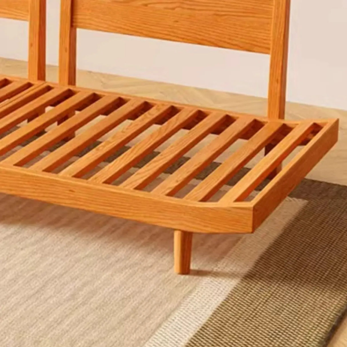 White Velvet Tufted Back Natural Rubberwood Leg Sofa Image - 10