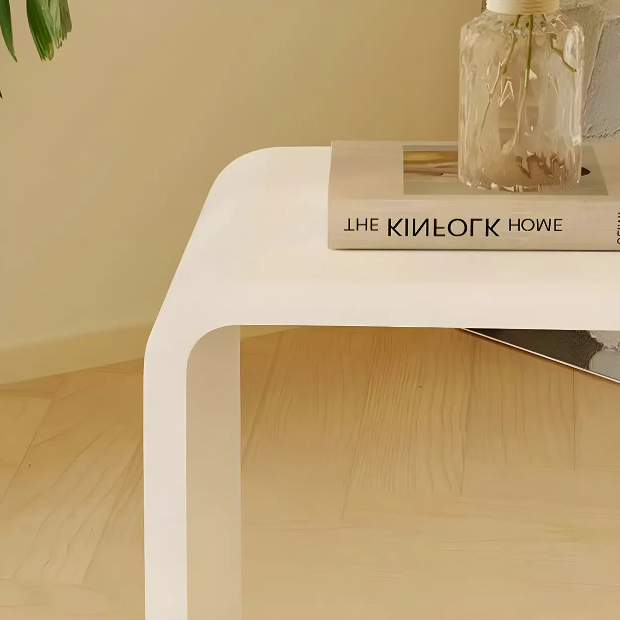 White Versatile Acrylic C-Shaped Square Side Table Image - 14