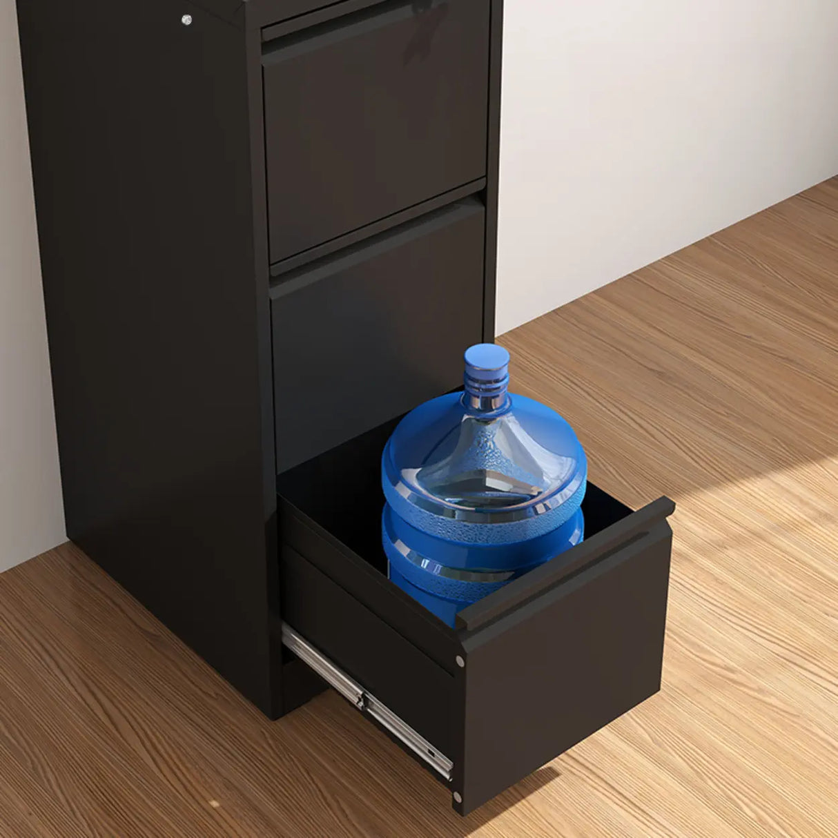 White Vertical Lockable Storage Drawer Filing Cabinet Image - 11