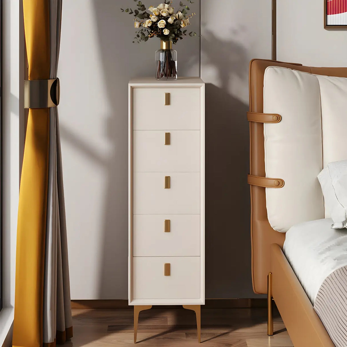 White Vertical Solid Wood Semainier with Drawers Image - 1