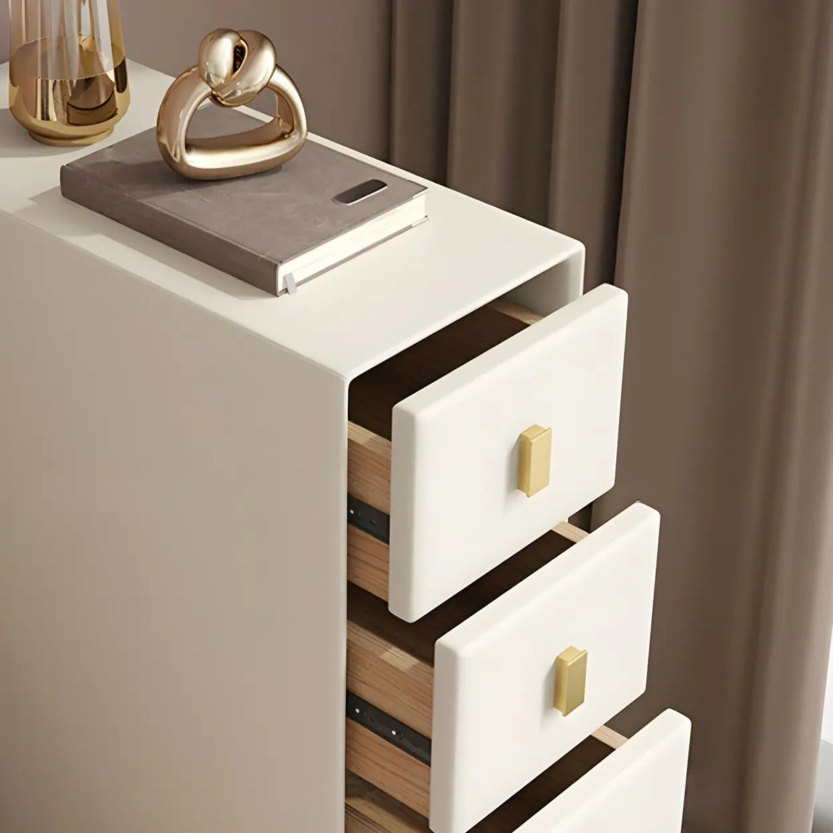 White Vertical Solid Wood Semainier with Drawers Image - 15
