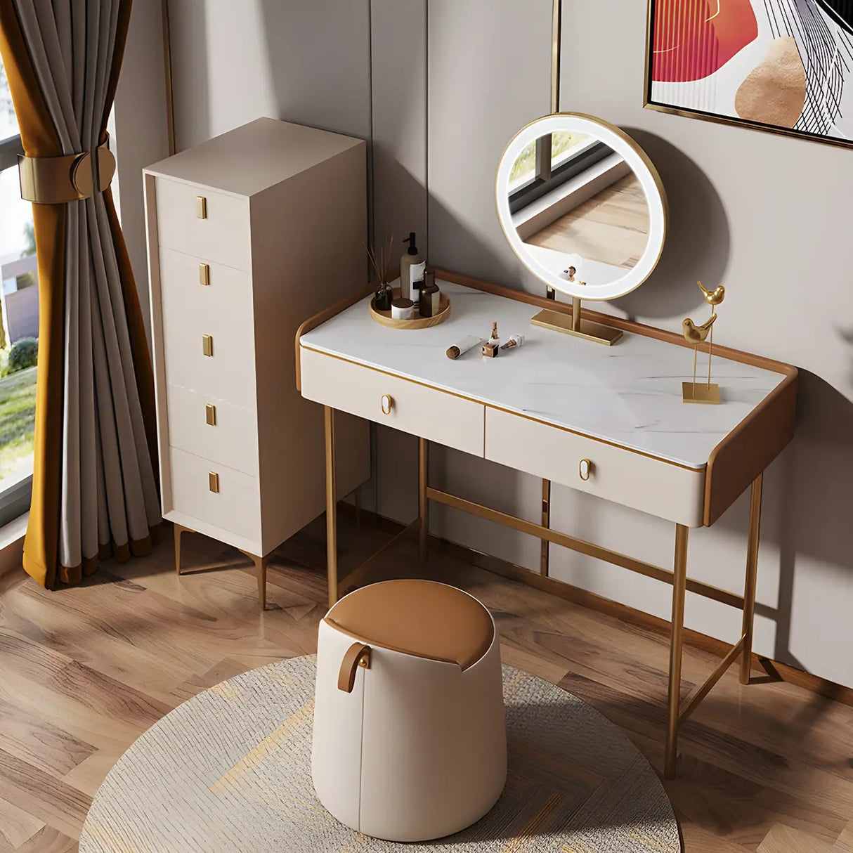 White Vertical Solid Wood Semainier with Drawers Image - 4