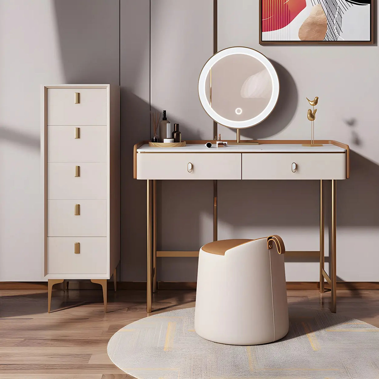 White Vertical Solid Wood Semainier with Drawers Image - 7