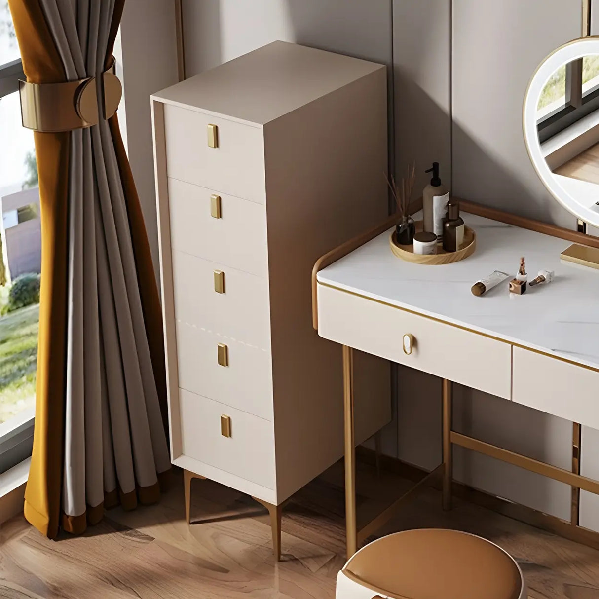 White Vertical Solid Wood Semainier with Drawers Image - 9