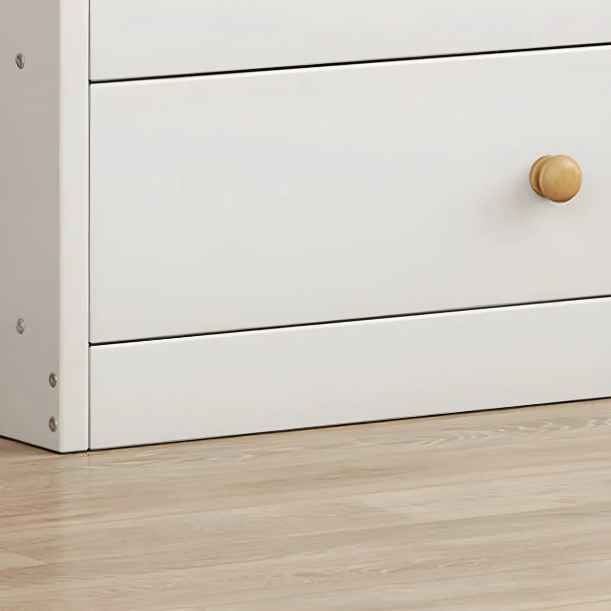 White Vertical Wood Dresser Chest with Four Drawers Image - 12