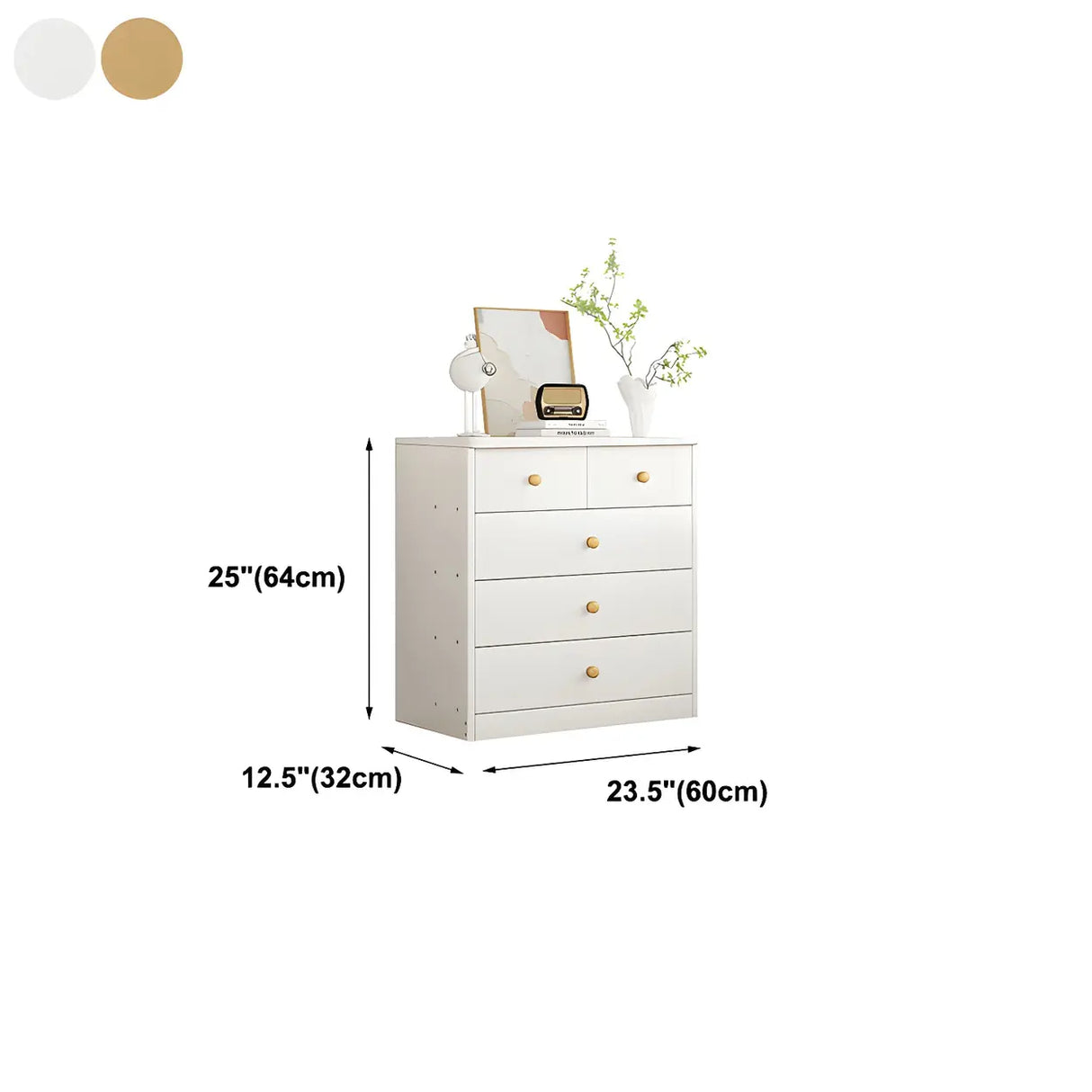 White Vertical Wood Dresser Chest with Four Drawers Image - 18