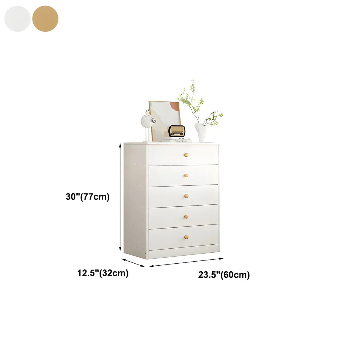White Vertical Wood Dresser Chest with Four Drawers Image - 19