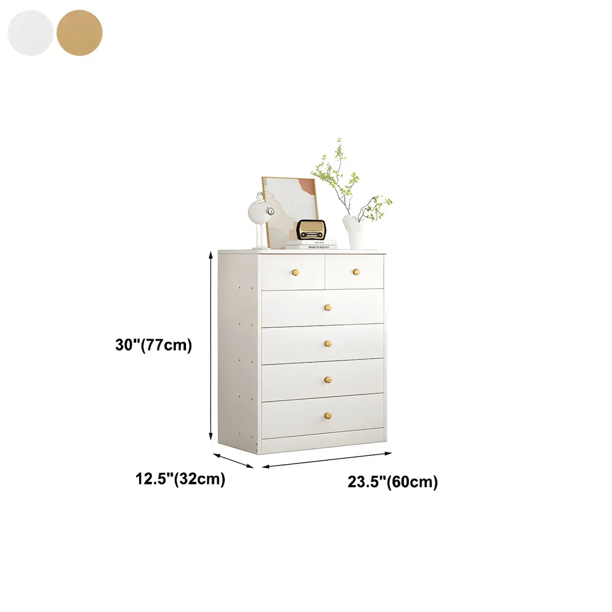 White Vertical Wood Dresser Chest with Four Drawers Image - 20