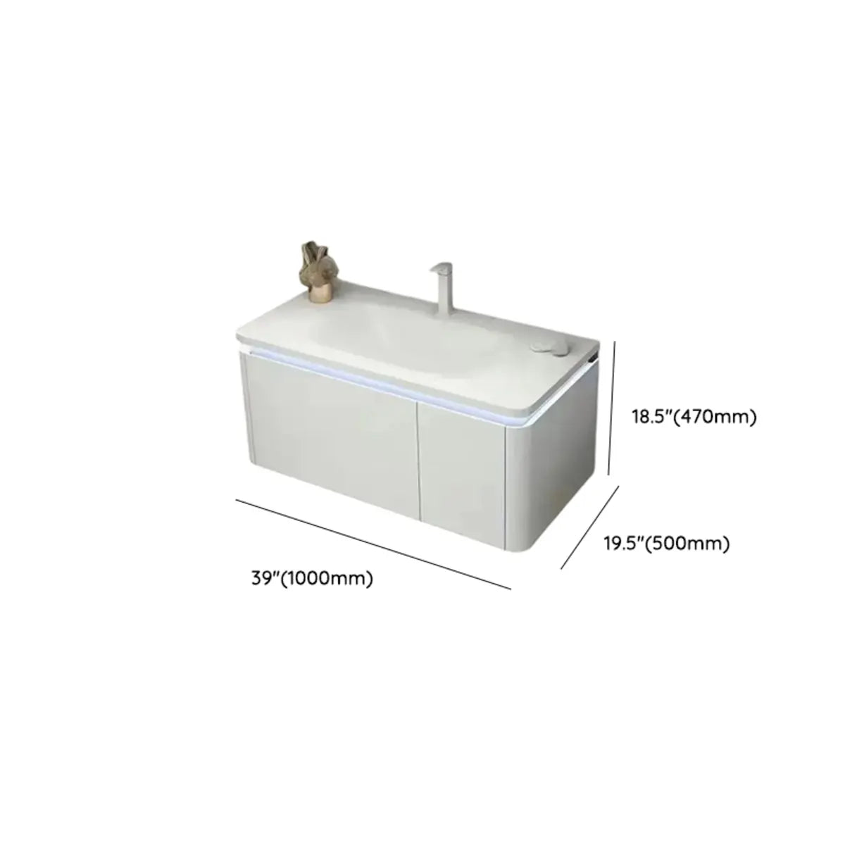 White Wall Mounted Acrylic Bathroom Vanity with Shelves