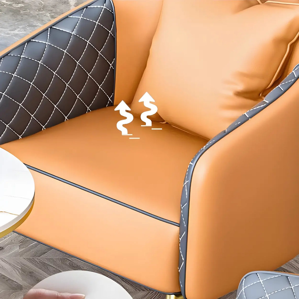 White Water Resistant Leather Sloped Arms 2 Seats Sofa Image - 10