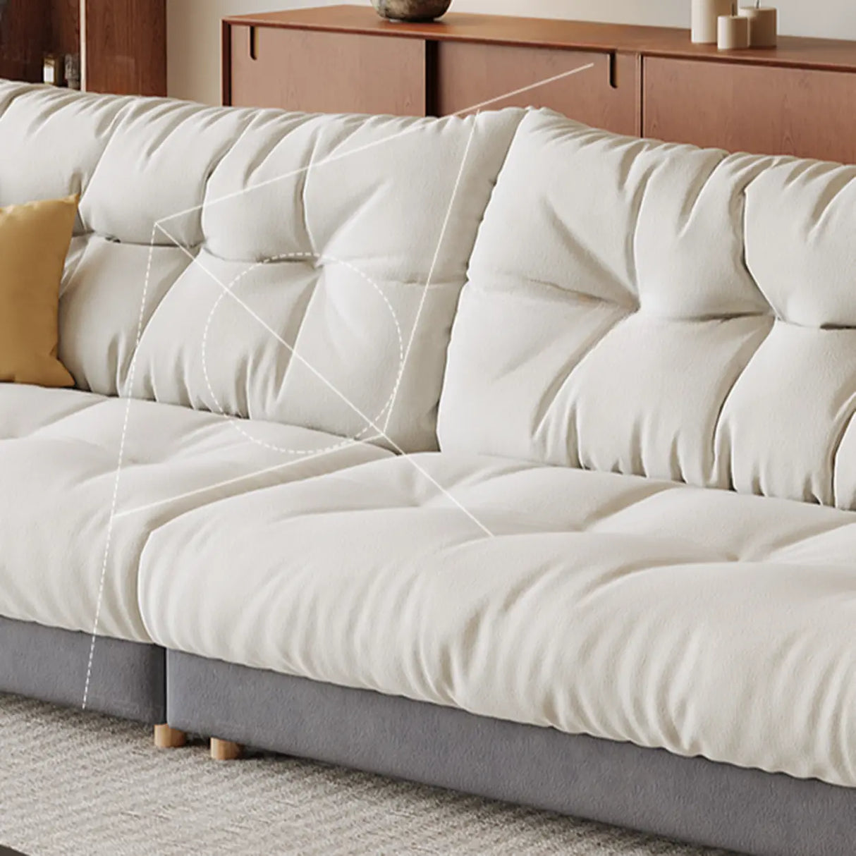 White Water Resistant Velvet Tufted Back Foam Fill Sofa Image - 10