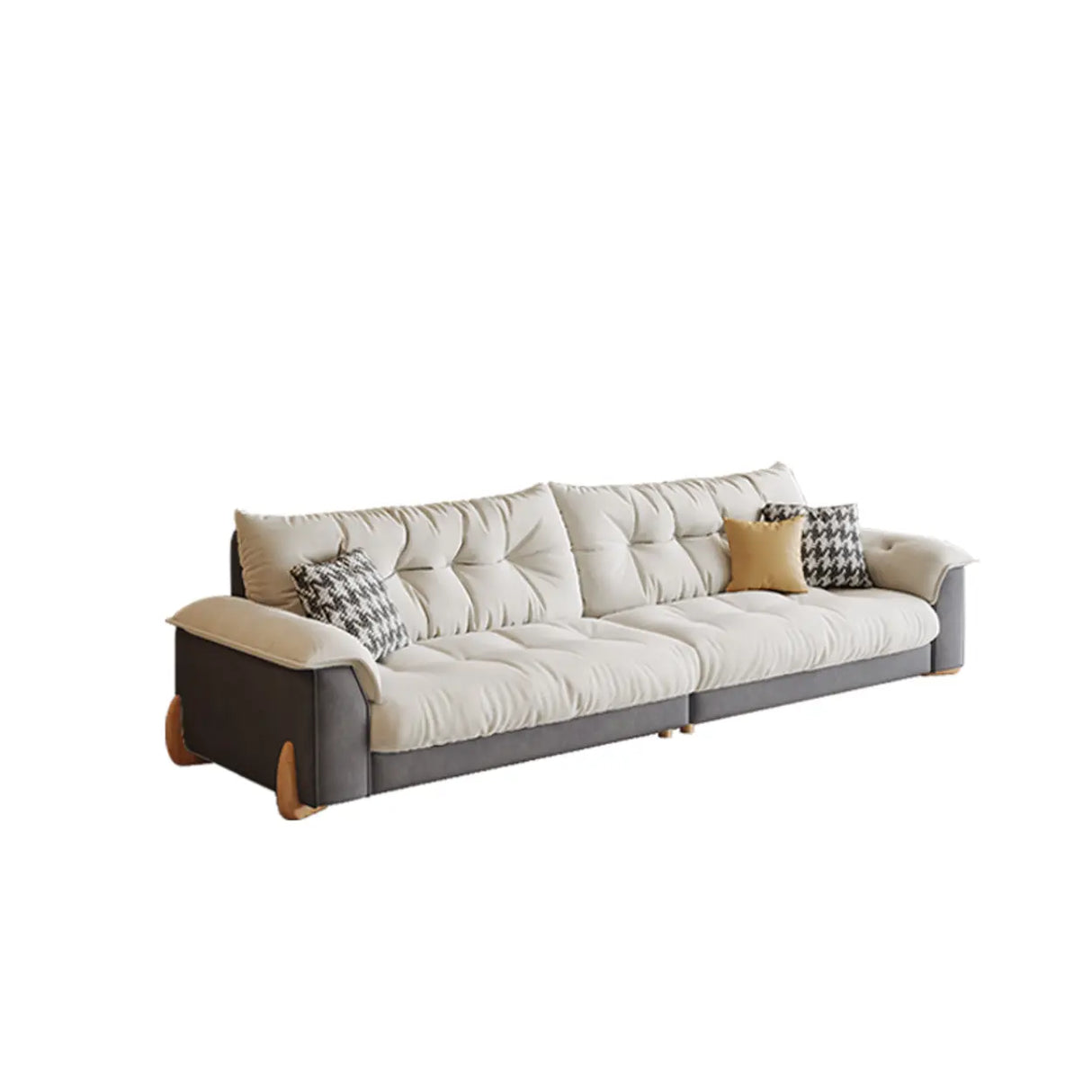 White Water Resistant Velvet Tufted Back Foam Fill Sofa Image - 2