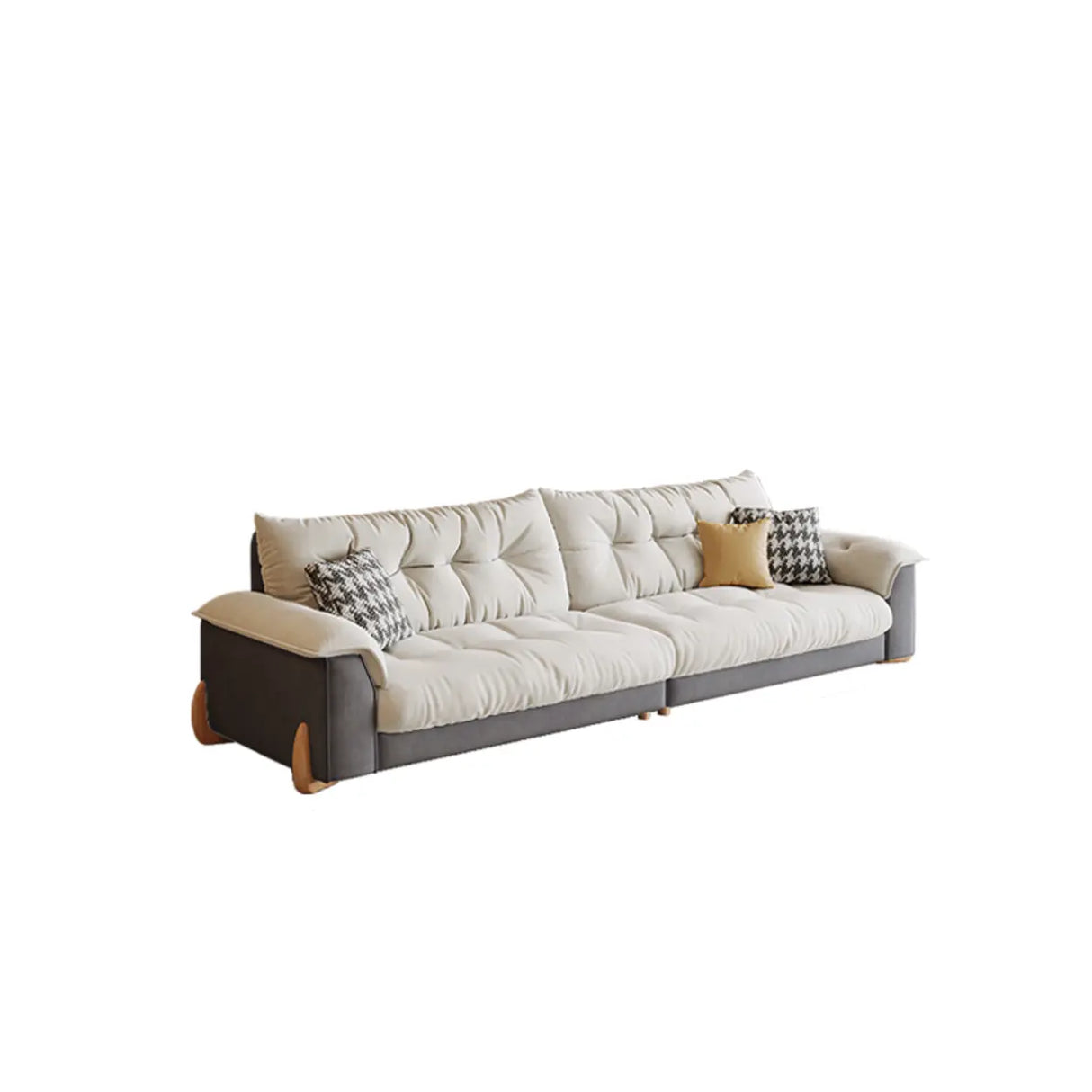 White Water Resistant Velvet Tufted Back Foam Fill Sofa Image - 3