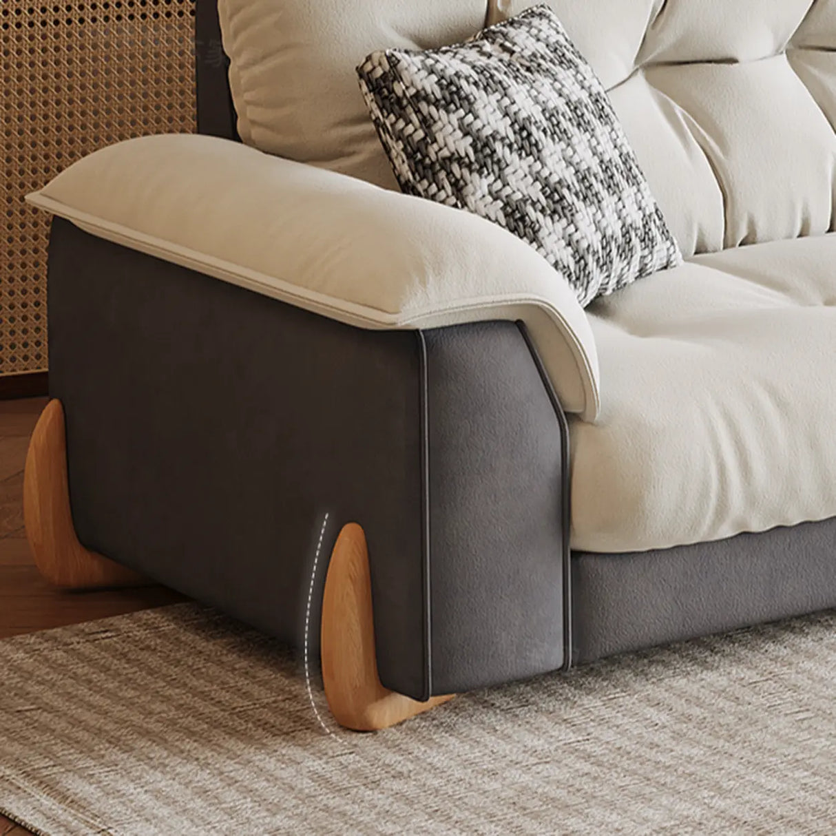 White Water Resistant Velvet Tufted Back Foam Fill Sofa Image - 8