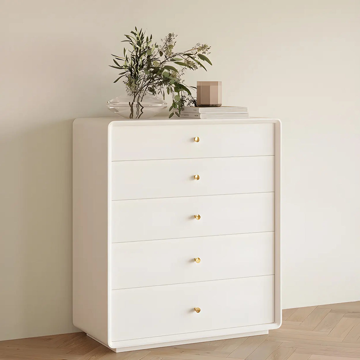 White Waterproof Wood Soft Close Drawers Accent Chests Image - 1