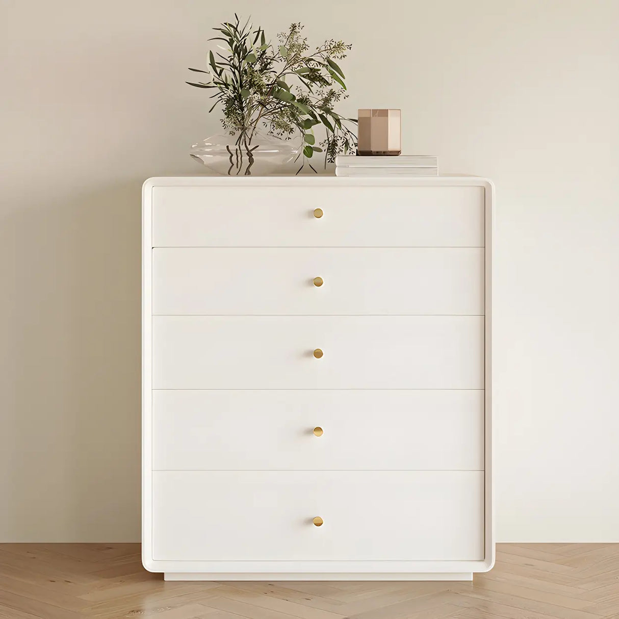 White Waterproof Wood Soft Close Drawers Accent Chests Image - 4