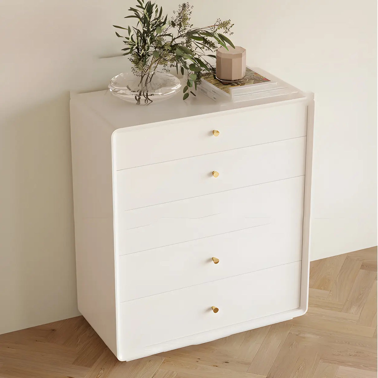 White Waterproof Wood Soft Close Drawers Accent Chests Image - 6
