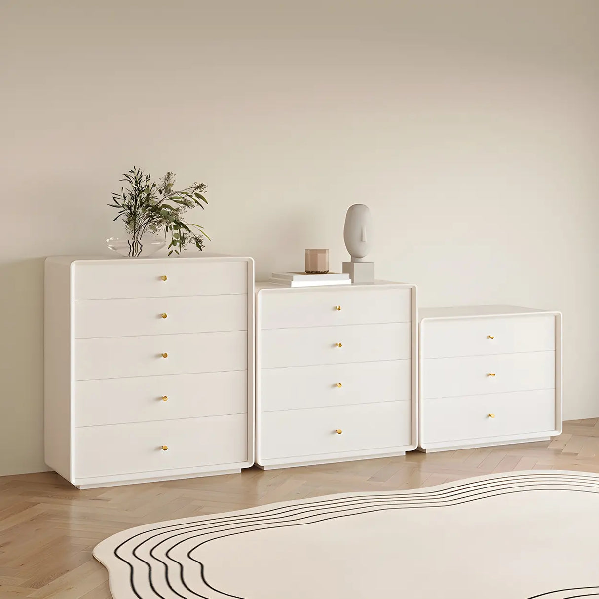 White Waterproof Wood Soft Close Drawers Accent Chests Image - 8