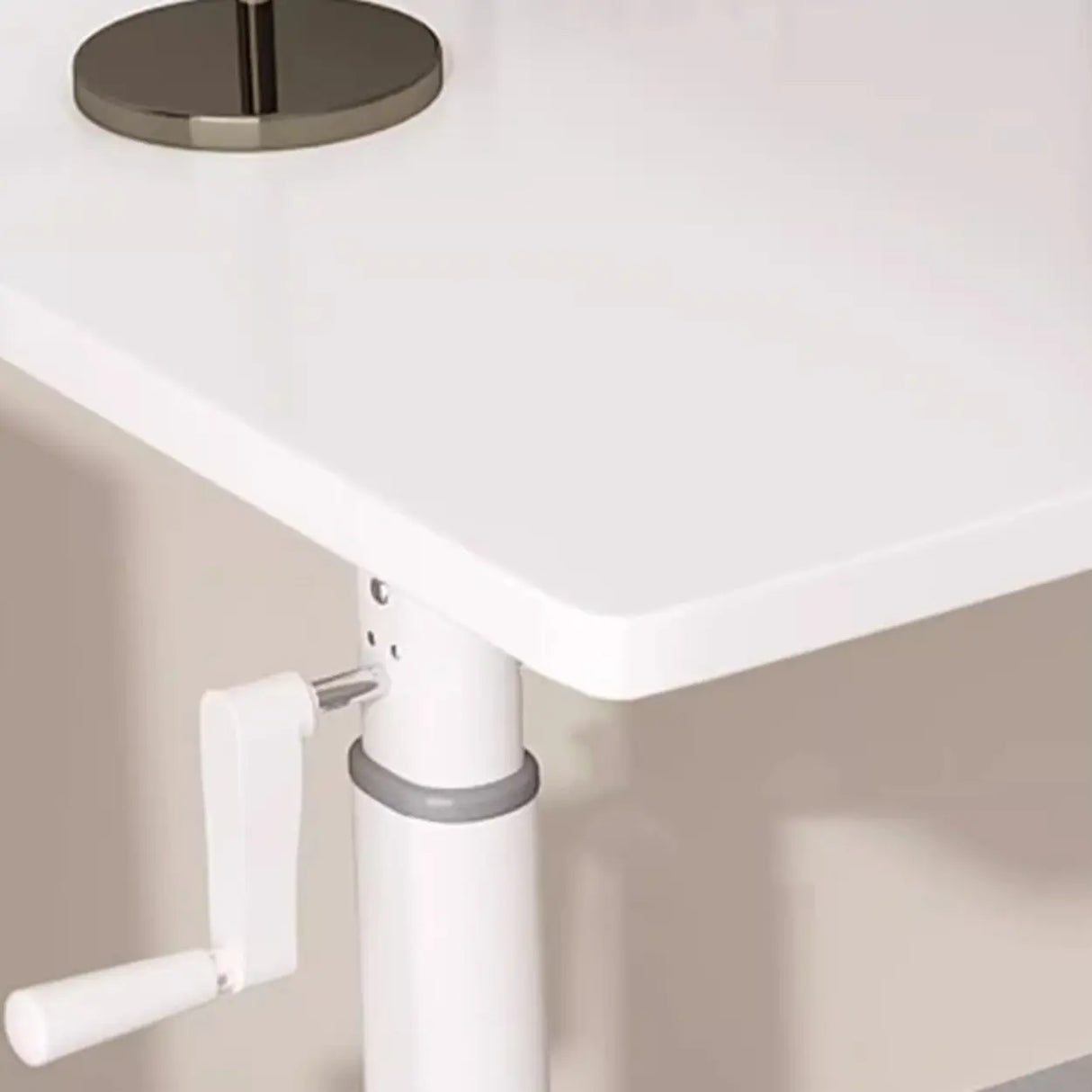 White Wood Adjustable Height T-Shape Standing Desk Image - 12