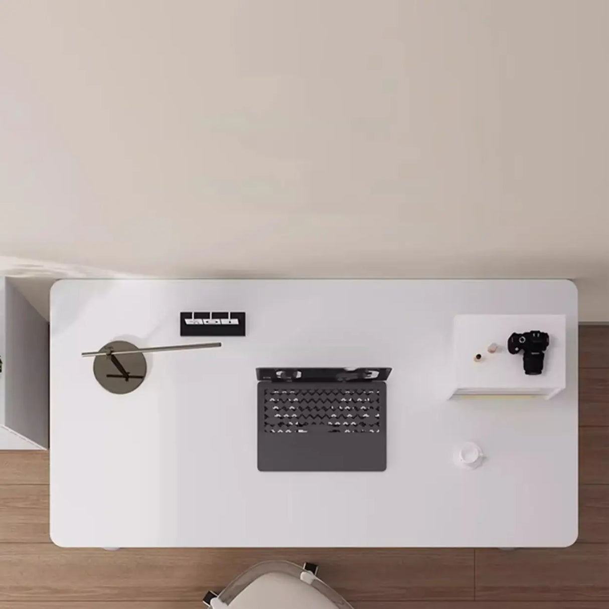 White Wood Adjustable Height T-Shape Standing Desk Image - 10