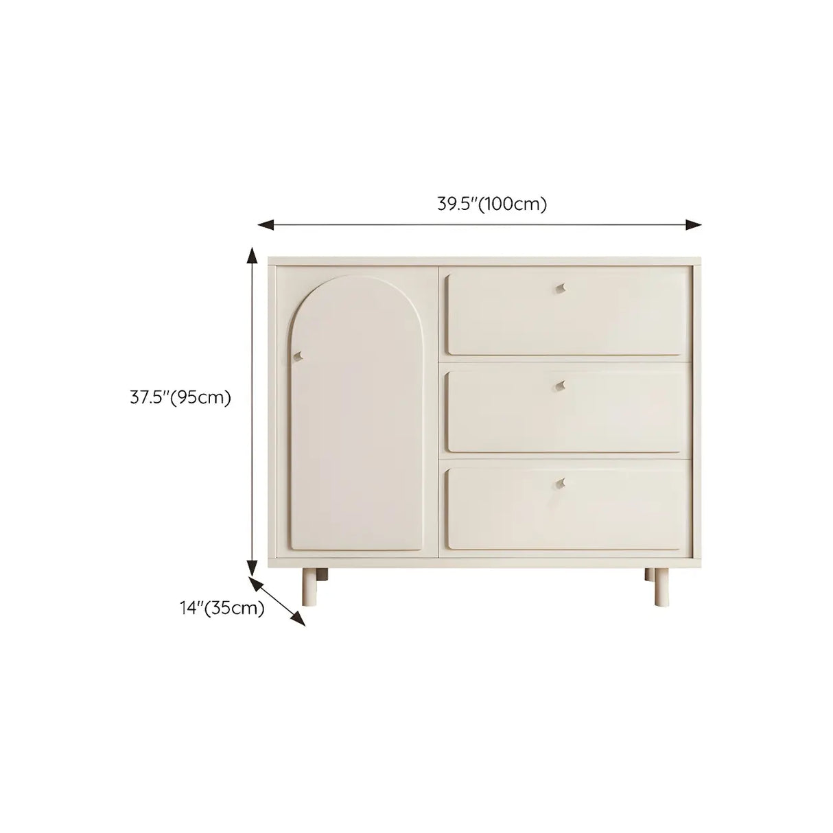 White Wood Cabinet Combo Dresser with Soft-Close Drawer