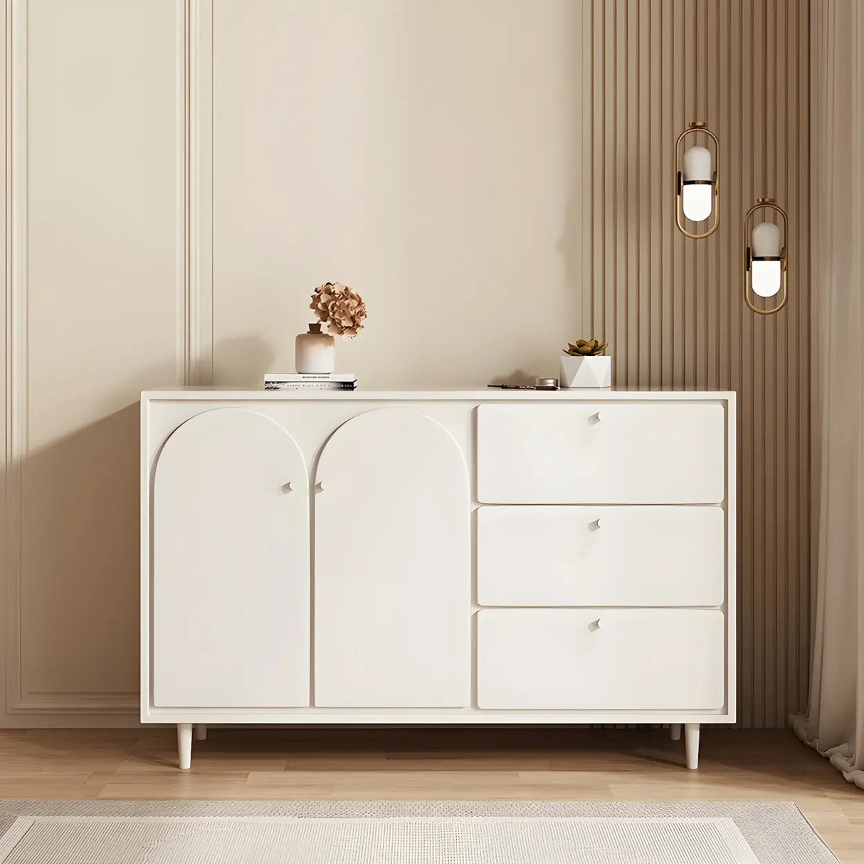White Wood Cabinet Combo Dresser with Soft-Close Drawer Image - 1