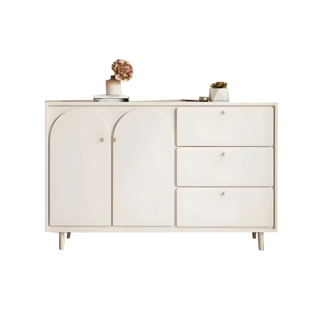 White Wood Cabinet Combo Dresser with Soft-Close Drawer Image - 5