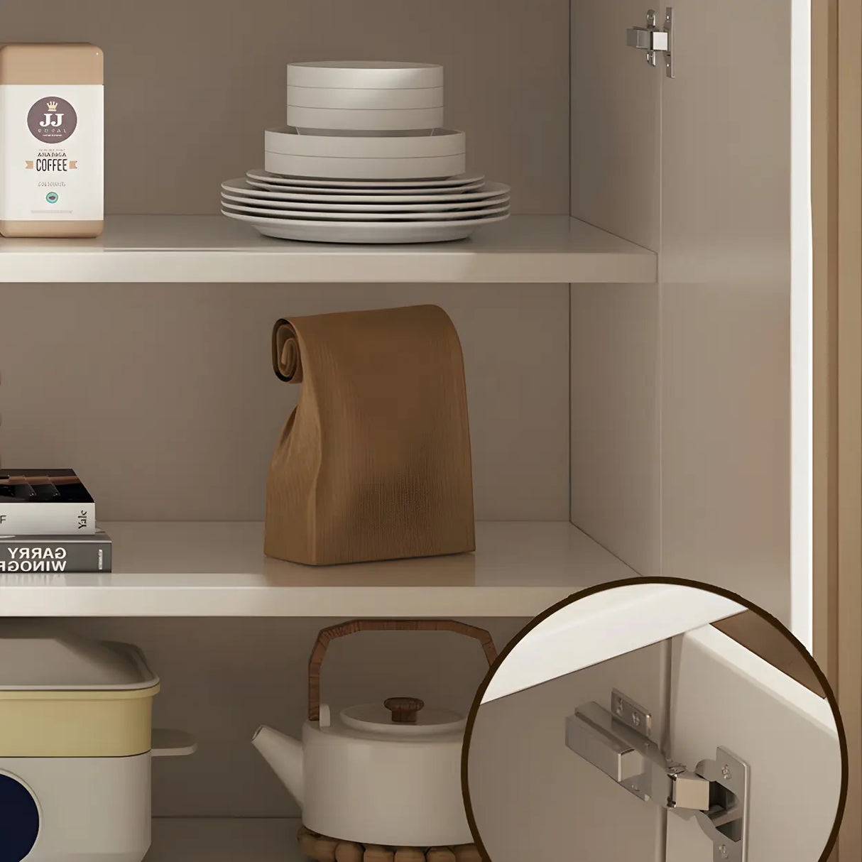 White Wood Cabinet Combo Dresser with Soft-Close Drawer Image - 7