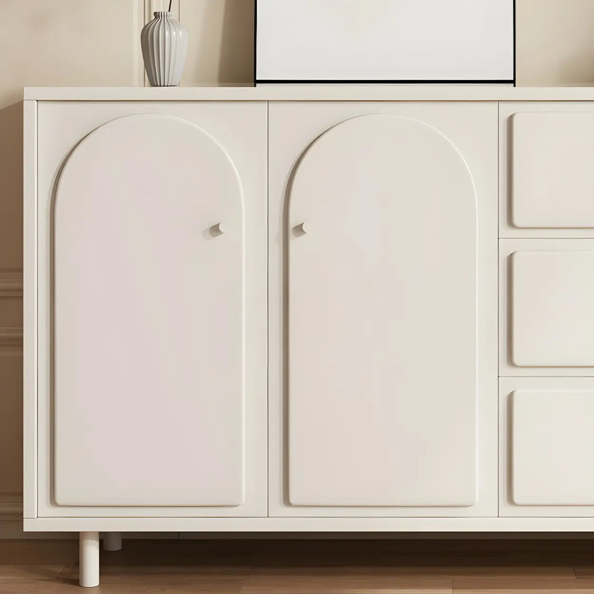 White Wood Cabinet Combo Dresser with Soft-Close Drawer Image - 8